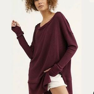 Free People North Shore Thermal L burgundy